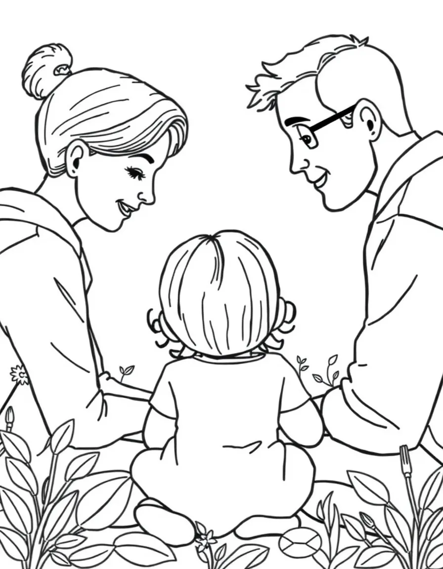 Parents teaching children empathy with scenarios