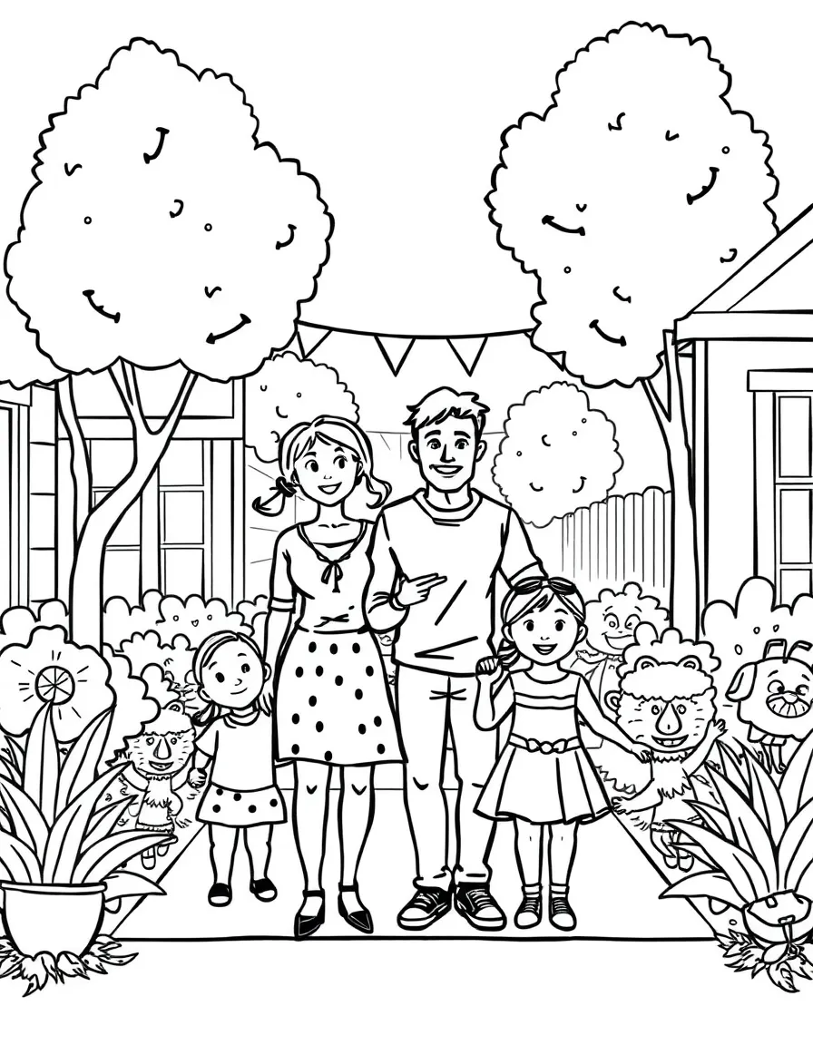 Family attending a neighborhood block party