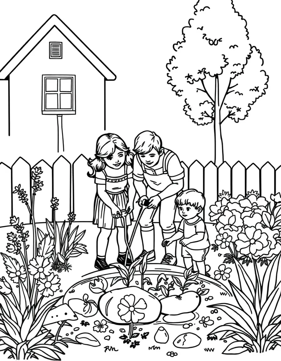 Family creating a rain garden in their yard