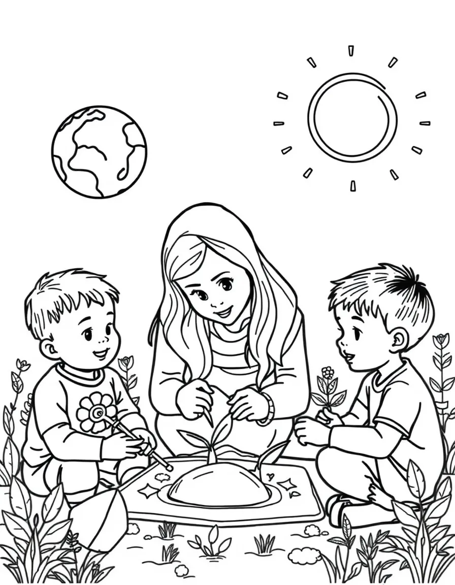 Children learning about renewable energy with parents