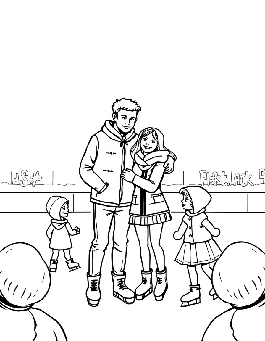 Parents and children at ice skating competition