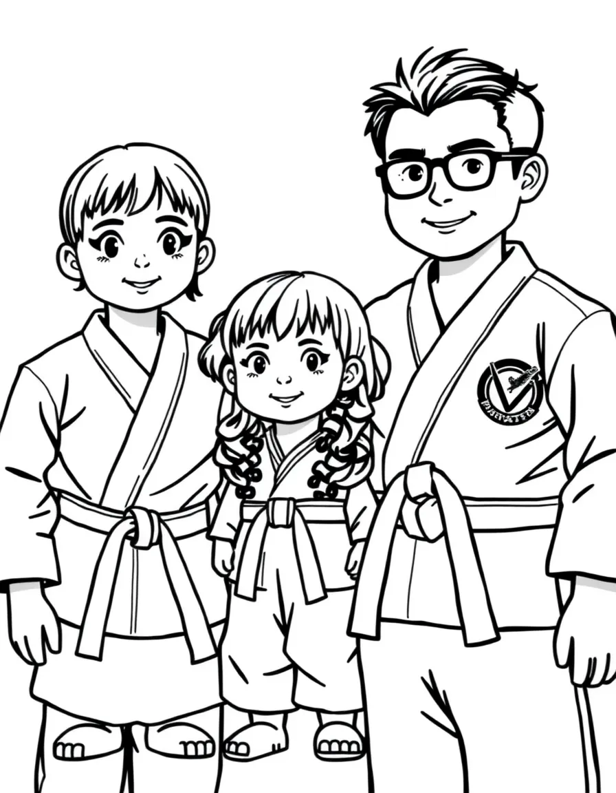 Family at a karate tournament with belts