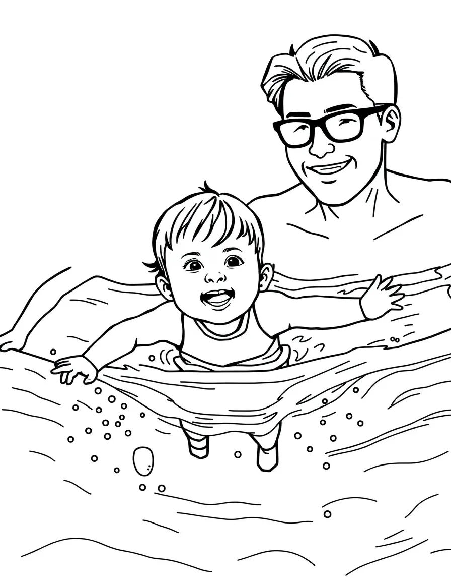 Children and parents with prosthetic limbs swimming