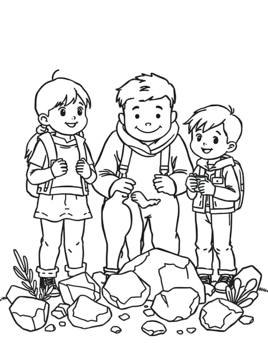 Children and parents collecting rocks and minerals
