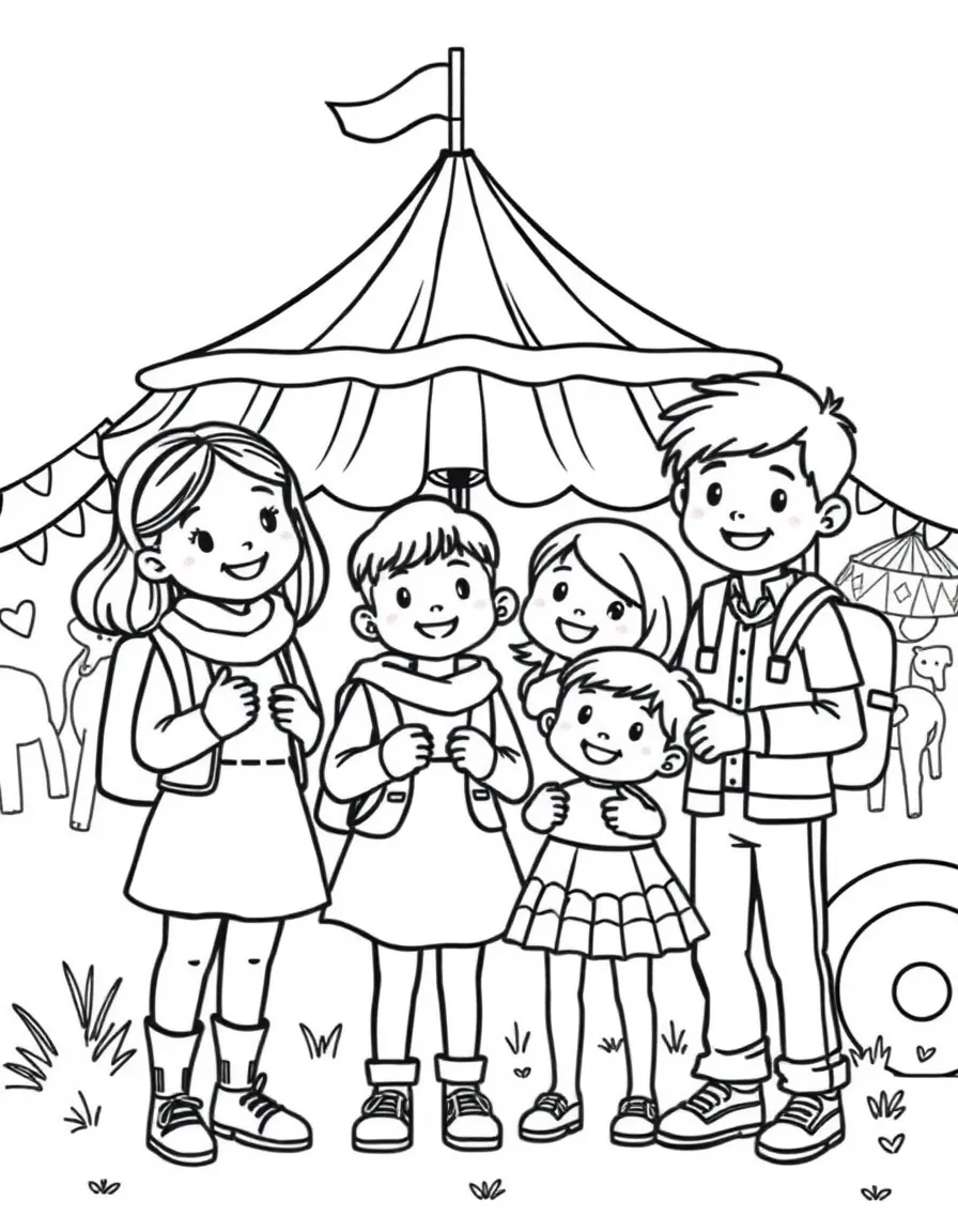Family at a school carnival with games
