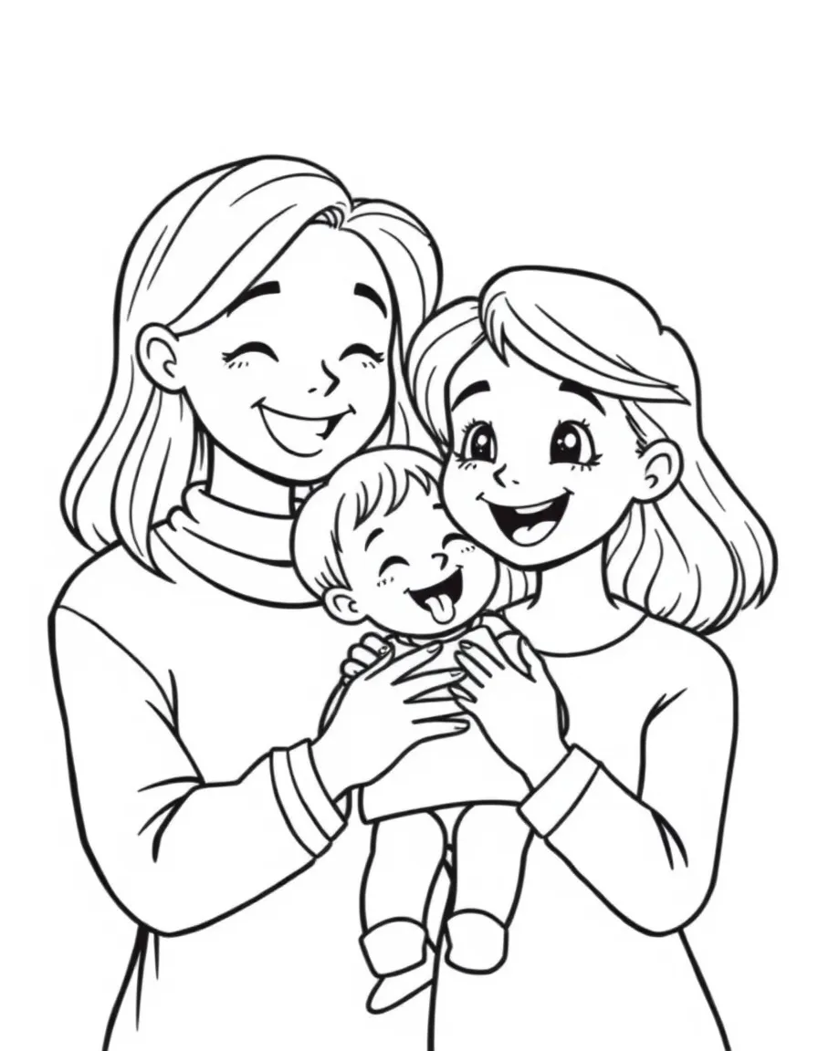 Parents and child with first lost tooth