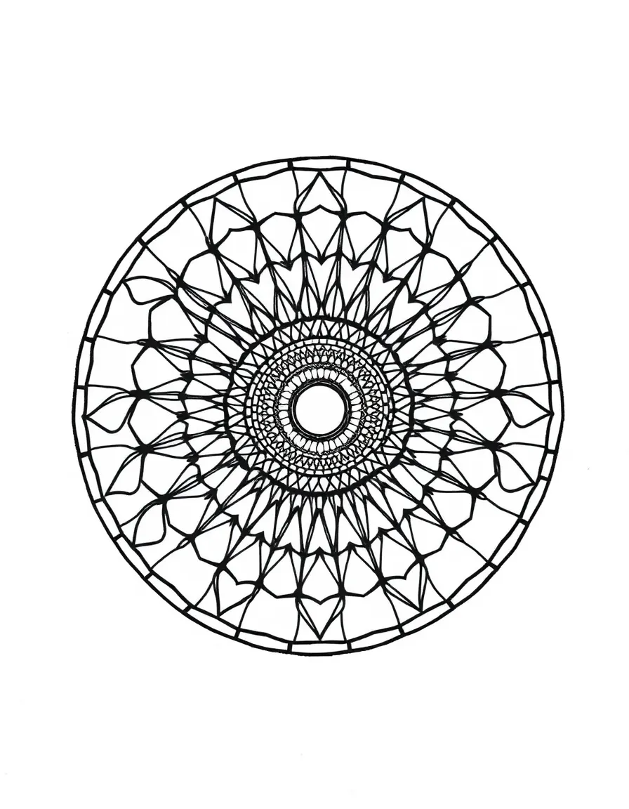 A small circle growing through different stages to become a complex geometric pattern