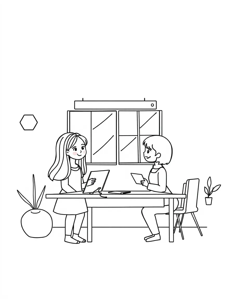 Rectangle teachers at a shape school with geometric learning materials