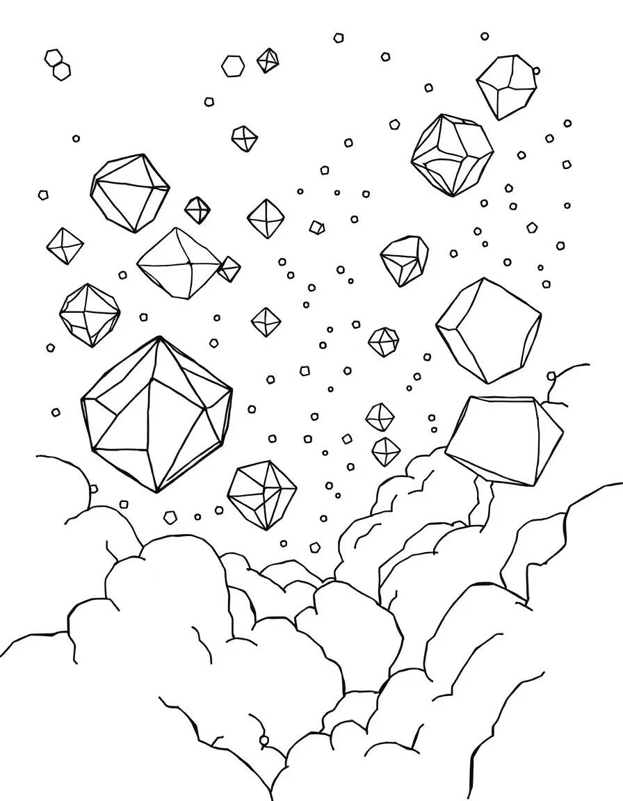 A dreamscape of floating, interconnected geometric forms