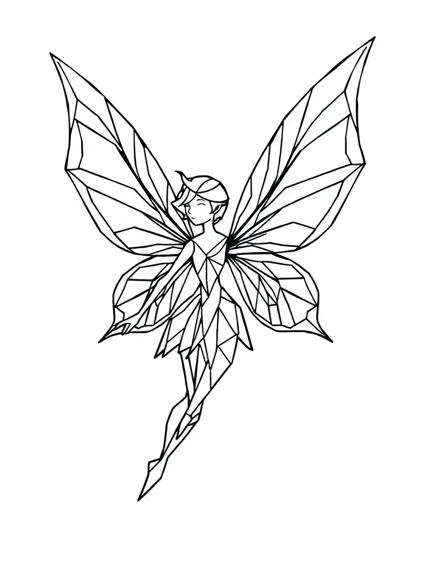 Shape fairies with wings made of translucent geometric patterns