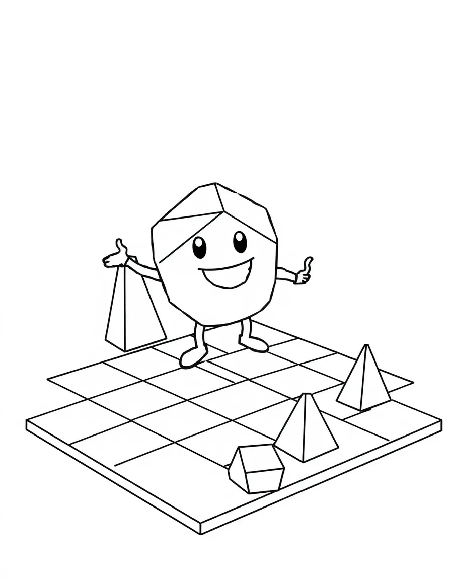 A geometric board game with shape character playing pieces