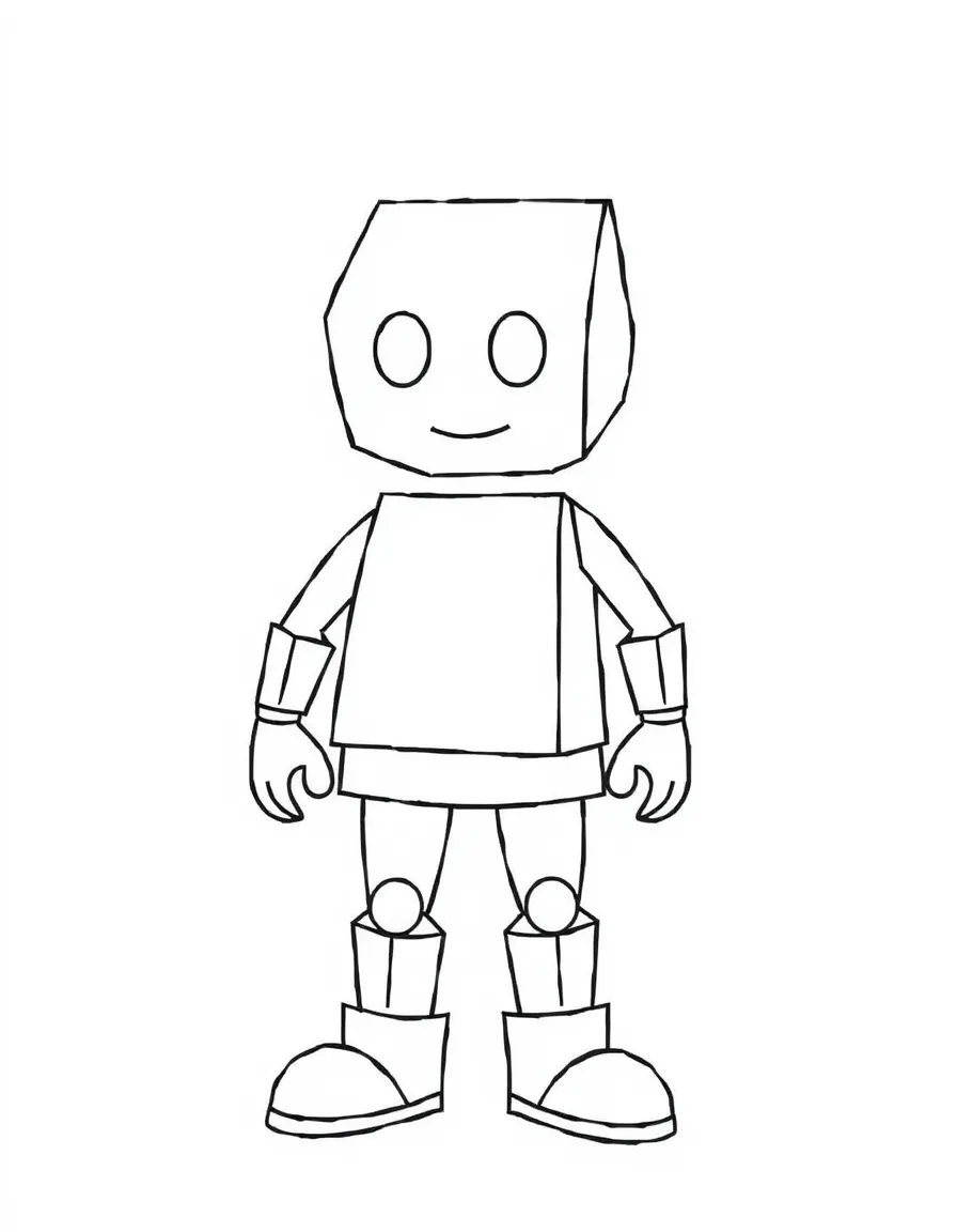 A create-your-own shape character page with mix-and-match geometric body parts
