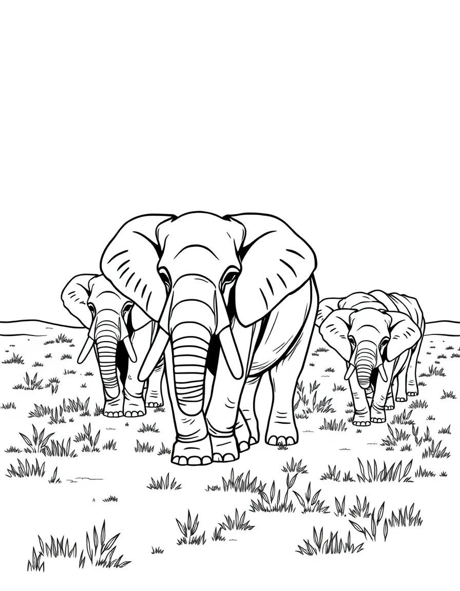 A herd of elephants walking across the savannah.
