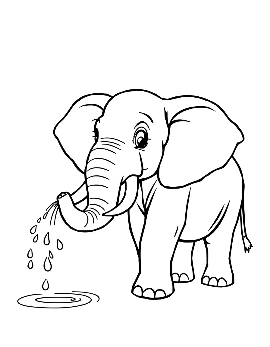 An elephant spraying water with its trunk.
