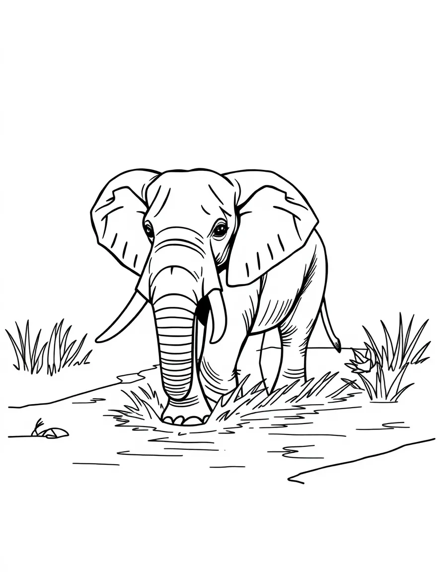 An elephant walking through a river.