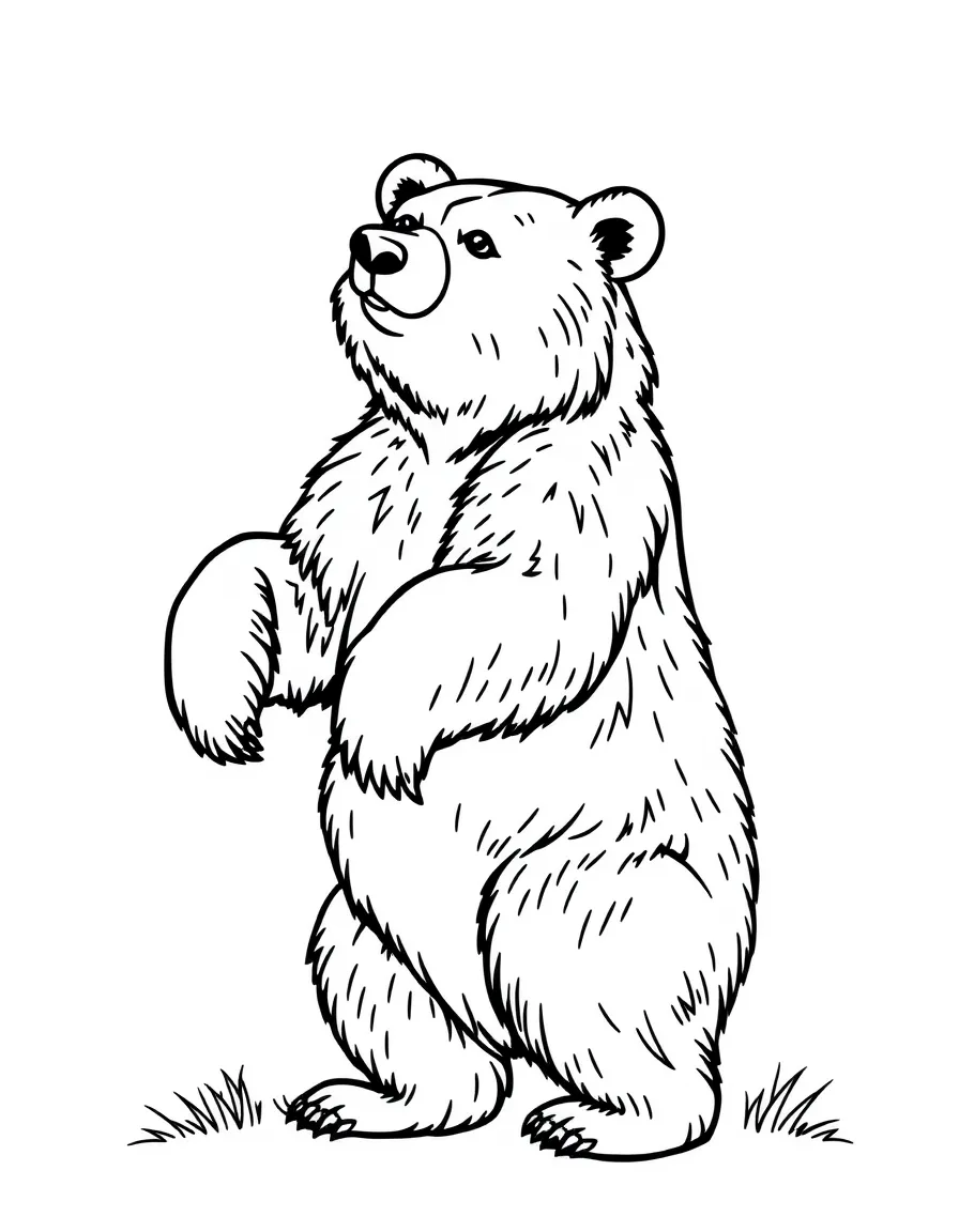 A grizzly bear standing on its hind legs.