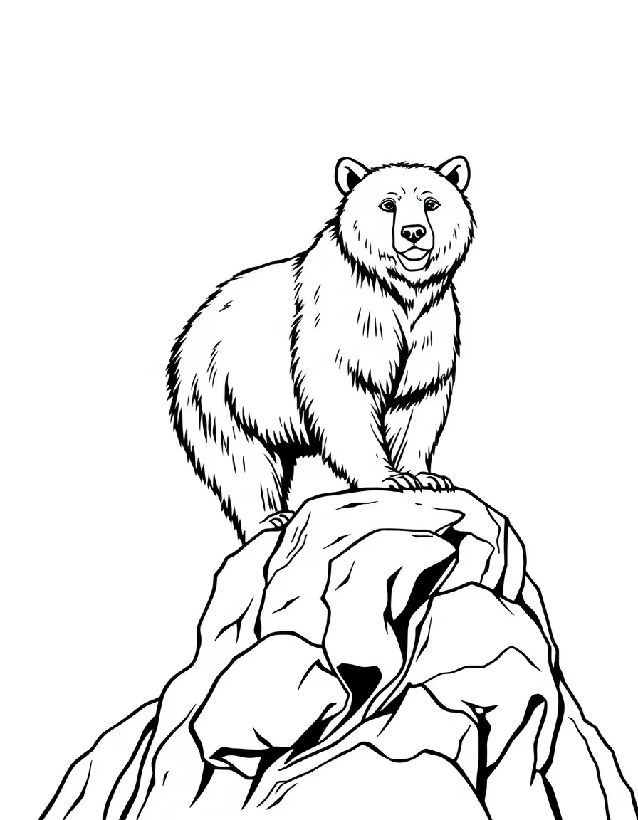 A bear standing on a rocky outcrop.