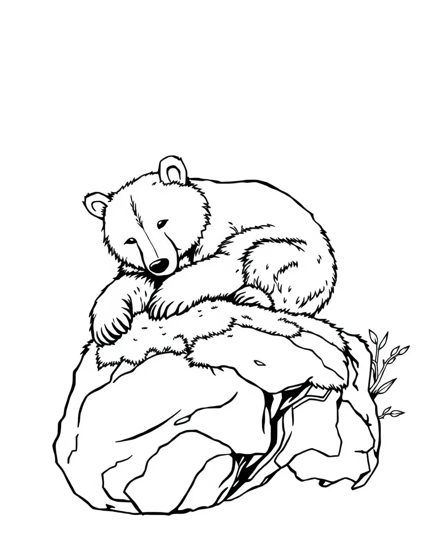 A bear resting on a mossy rock.