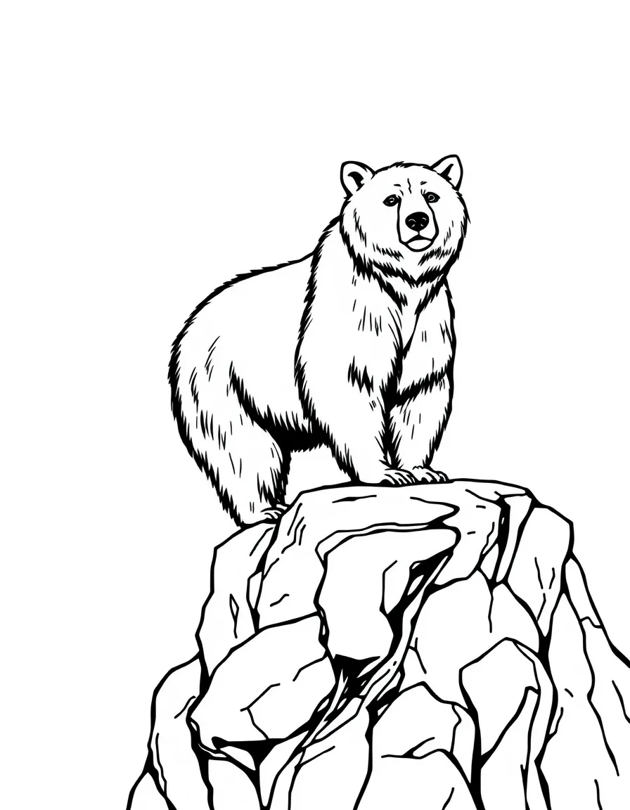 A bear standing on a rocky cliff.