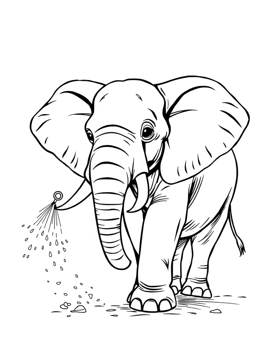 An elephant spraying dust on itself.
