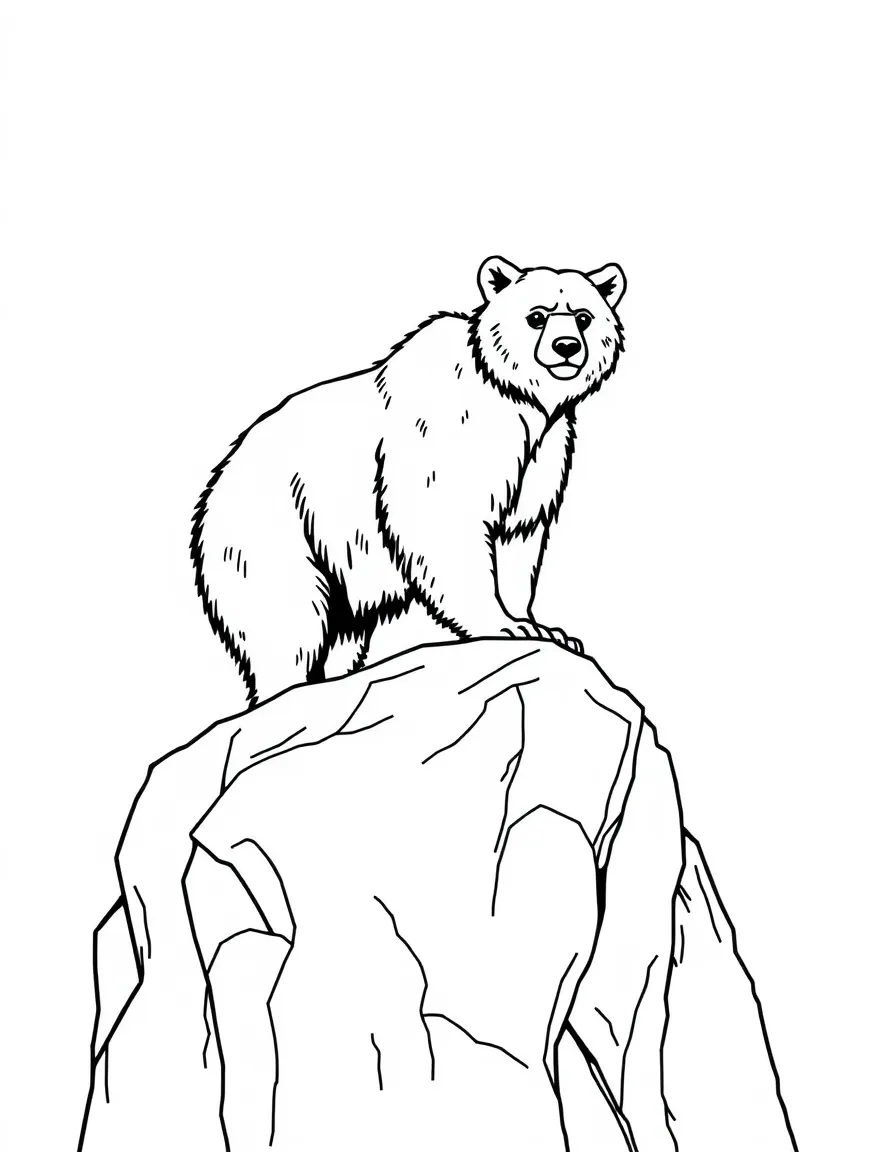 A bear standing on a rocky cliff.