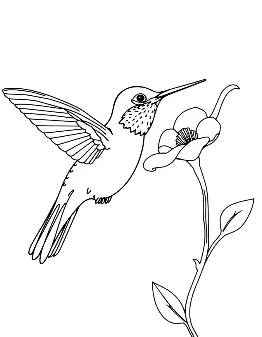 A hummingbird sipping nectar from a flower  
