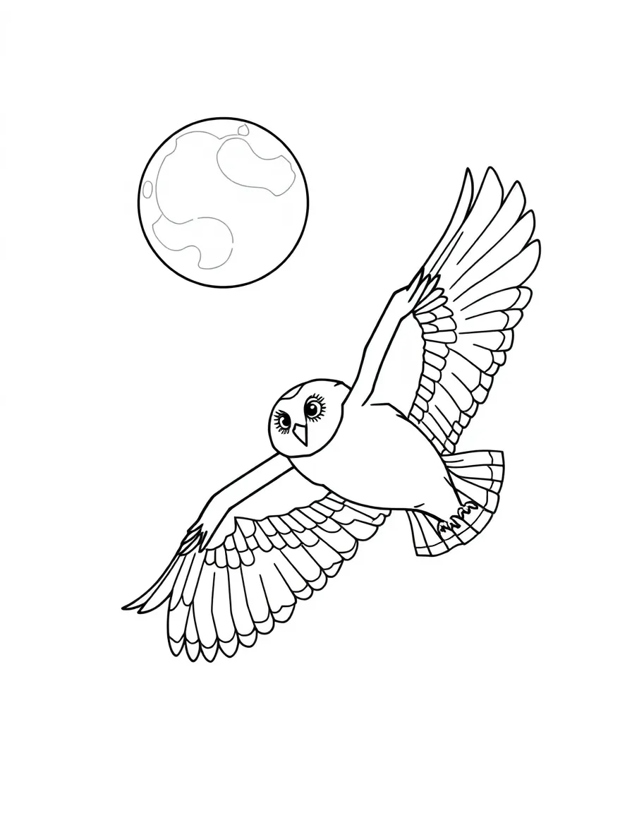 A barn owl flying silently in a moonlit night  