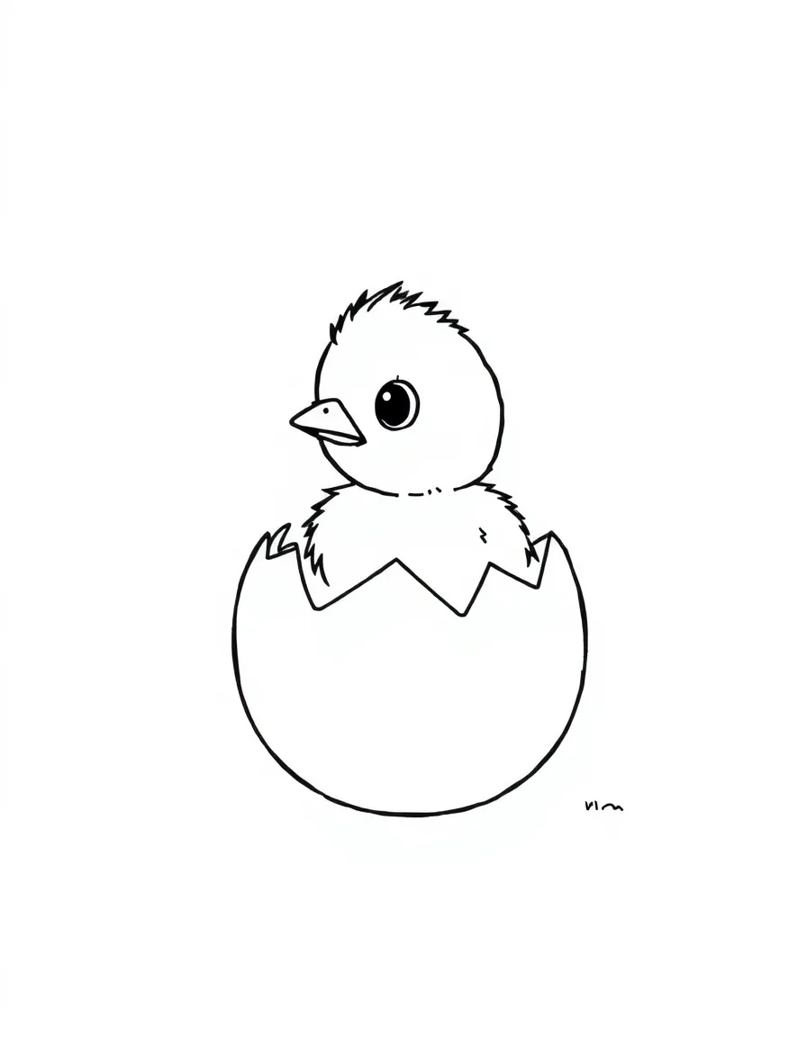 A tiny chick hatching from an egg  