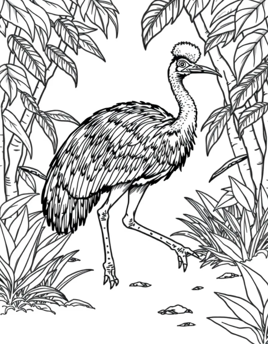 A cassowary walking through the rainforest  