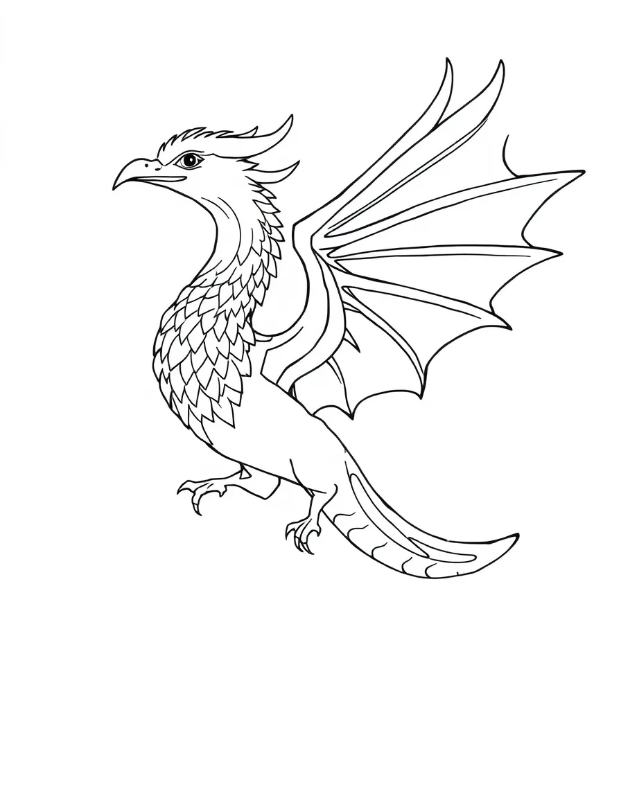 A dragon-like bird with shimmering golden feathers  