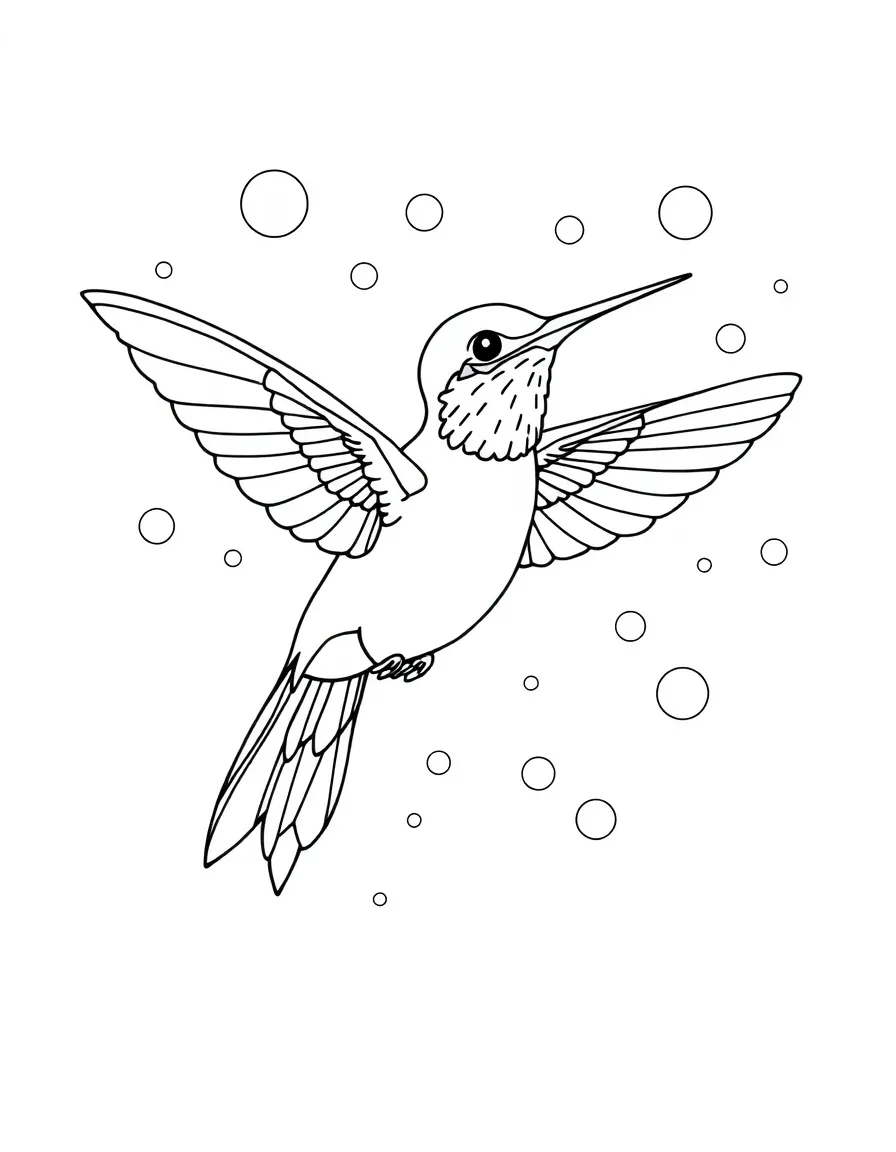 A magical hummingbird surrounded by floating orbs  