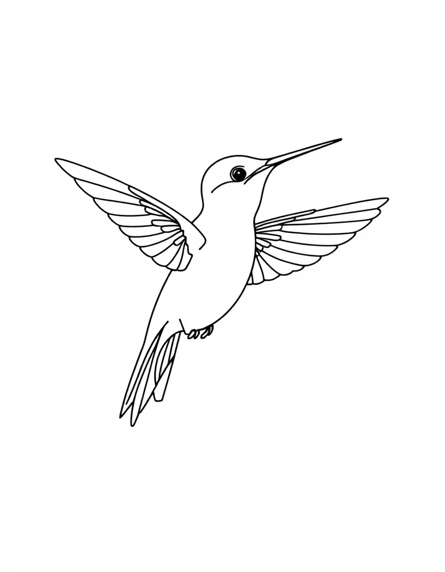 A minimalistic line drawing of a hummingbird  