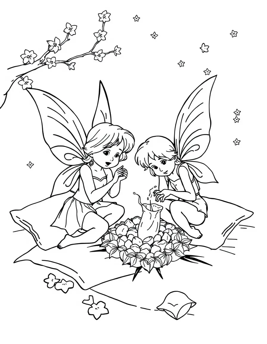 Fairies collecting teeth to exchange for treasures under pillows