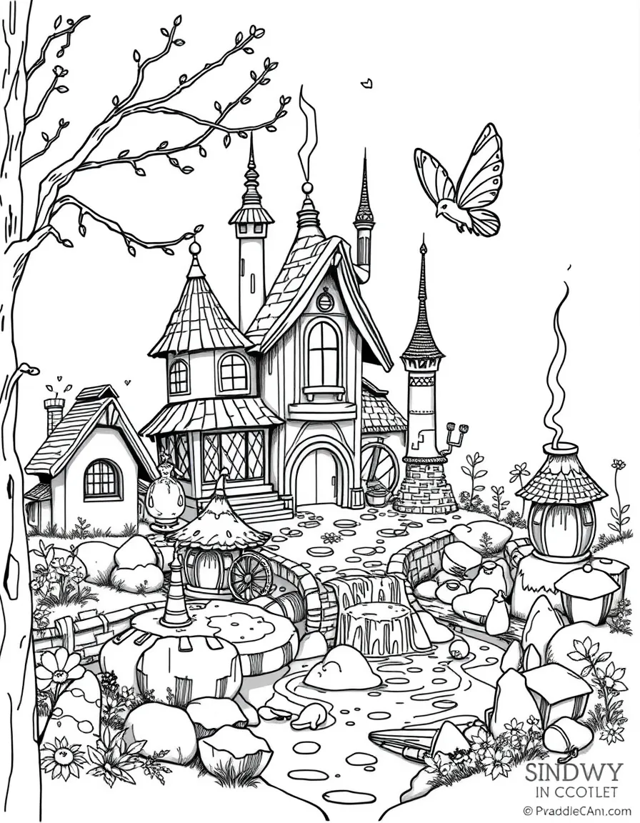 A fairy community built around hot springs with steam-powered inventions
