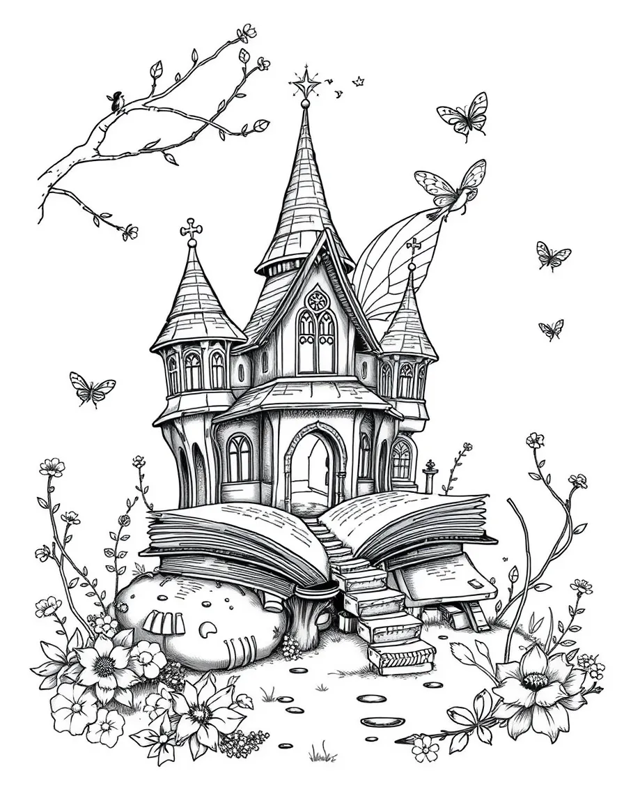 A fairy university built into the pages of abandoned books