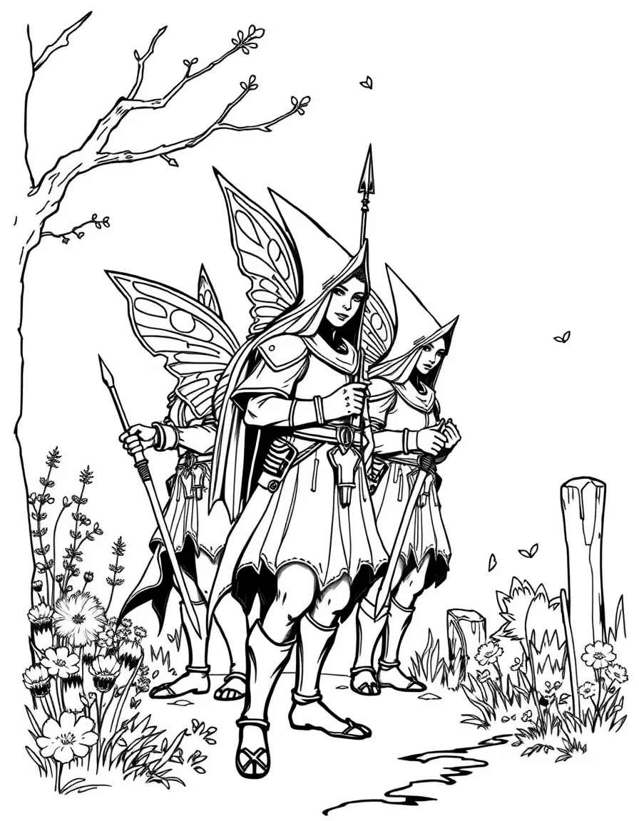 Fairy guards protecting the border between fairy realm and human world