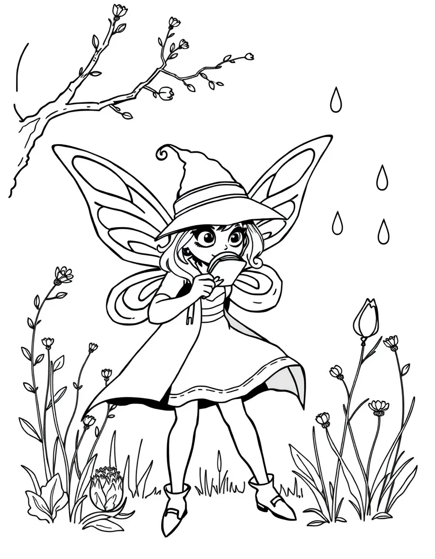 A fairy detective solving the mystery of the missing dewdrops