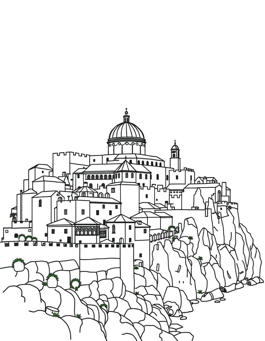 The walled city of Dubrovnik with detailed medieval architecture