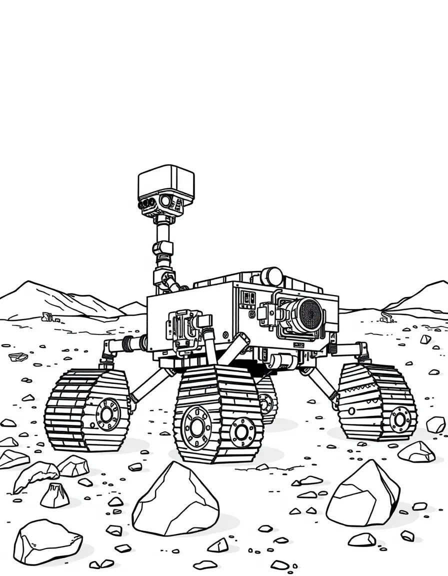 The Curiosity rover analyzing Martian rocks