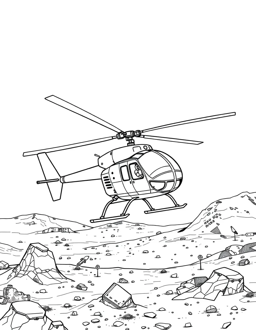 The Mars helicopter Ingenuity flying above the surface