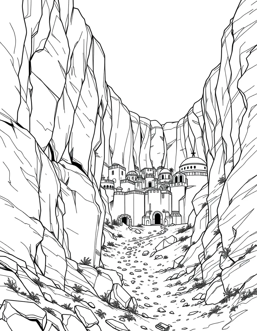 A Martian settlement built into a cliff face