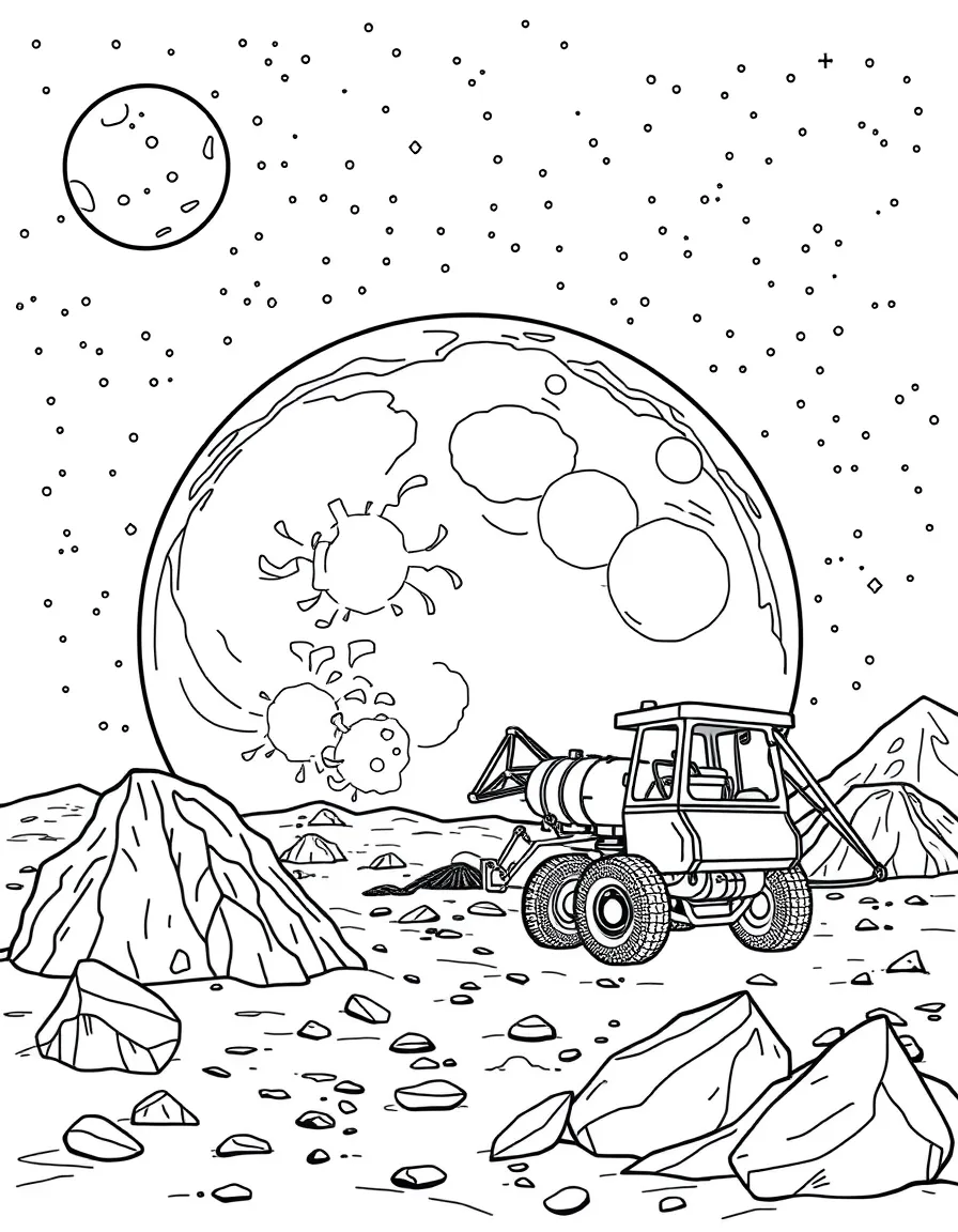A mining operation on the lunar surface