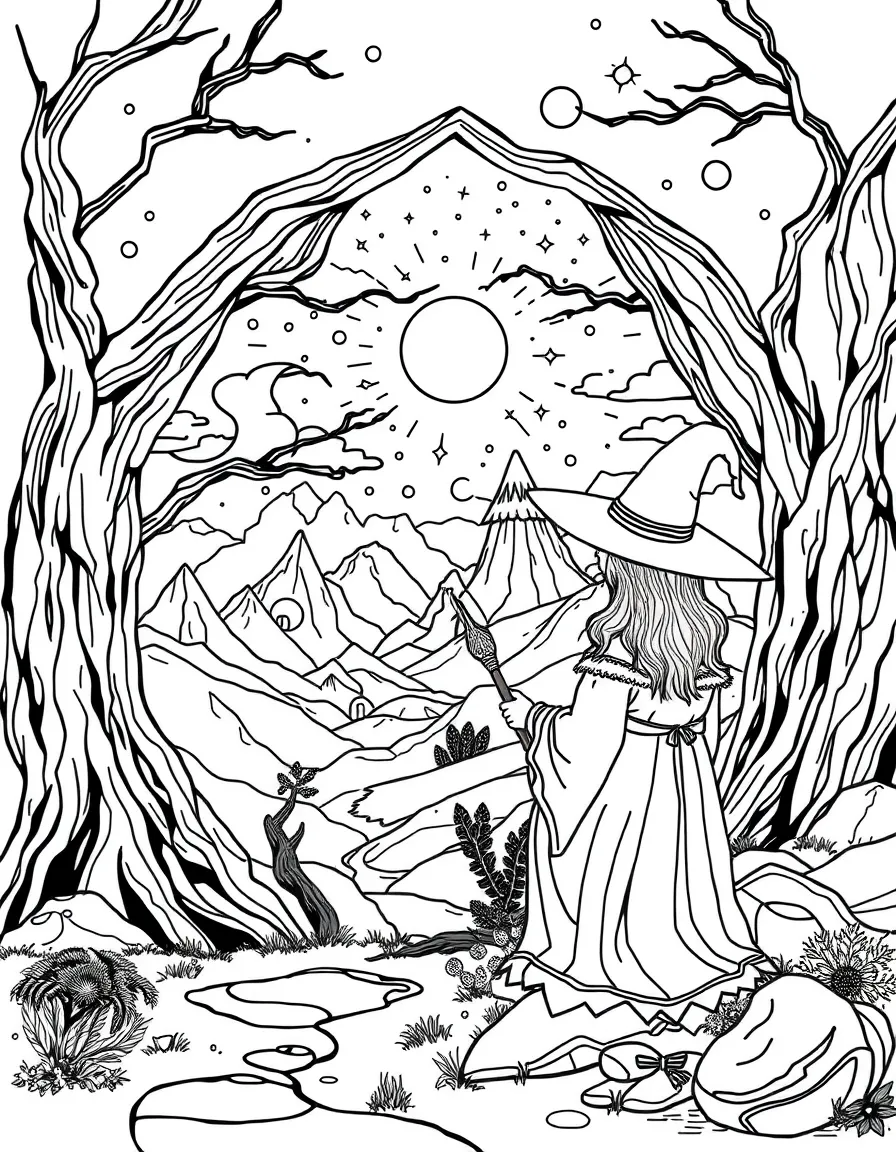 A witch artist painting landscapes that become portals to other worlds