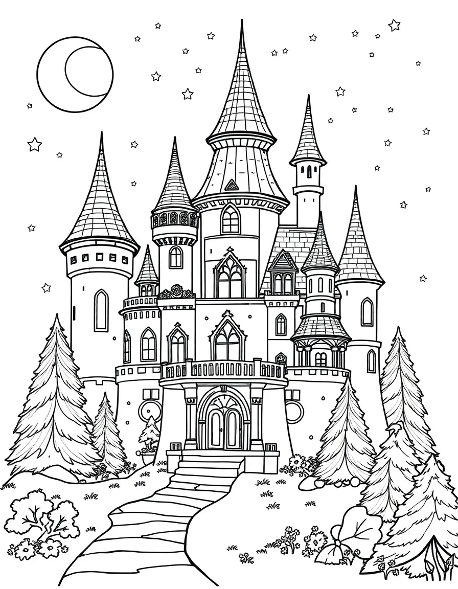 An enchanted castle whose rooms rearrange themselves at midnight