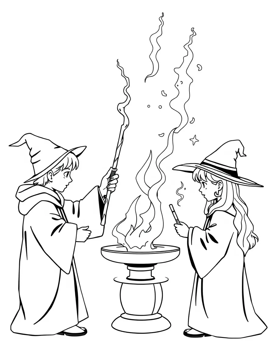 A wand crafting ceremony for young wizards choosing their magical cores
