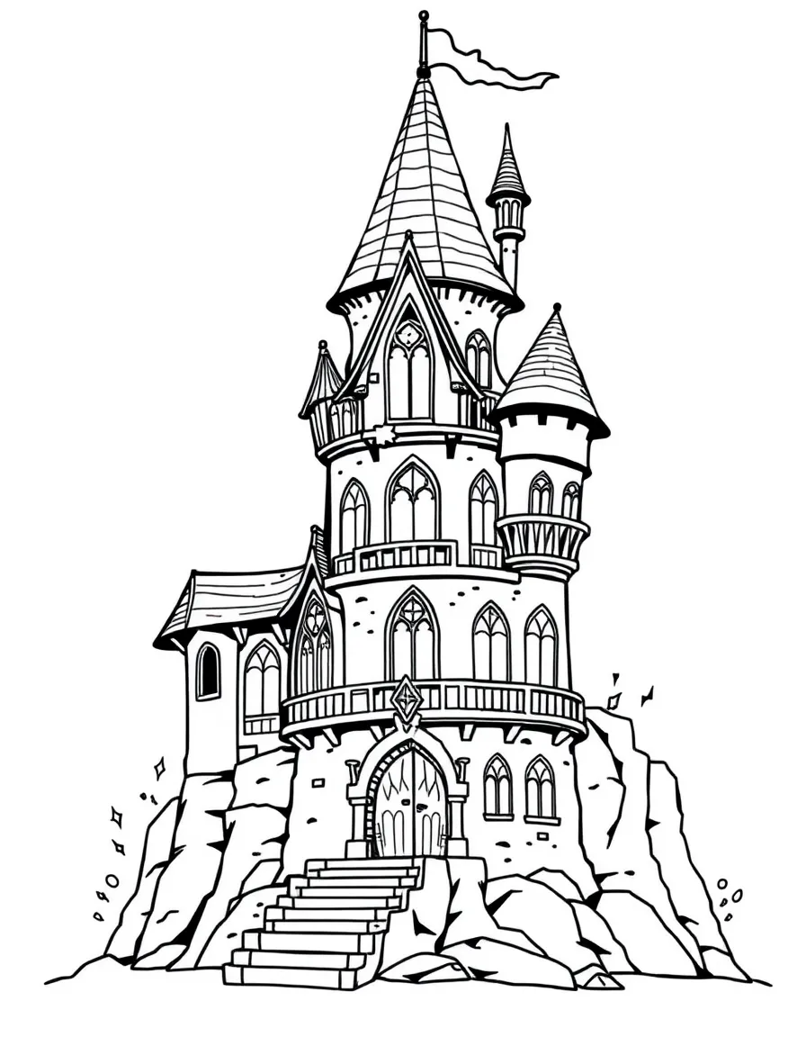 A wizard tower with rooms that are larger on the inside than outside