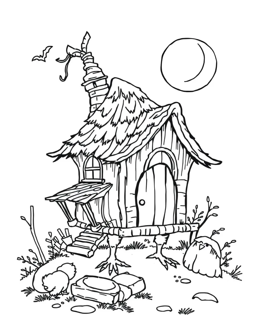 A witch's cottage that stands on chicken legs and moves locations