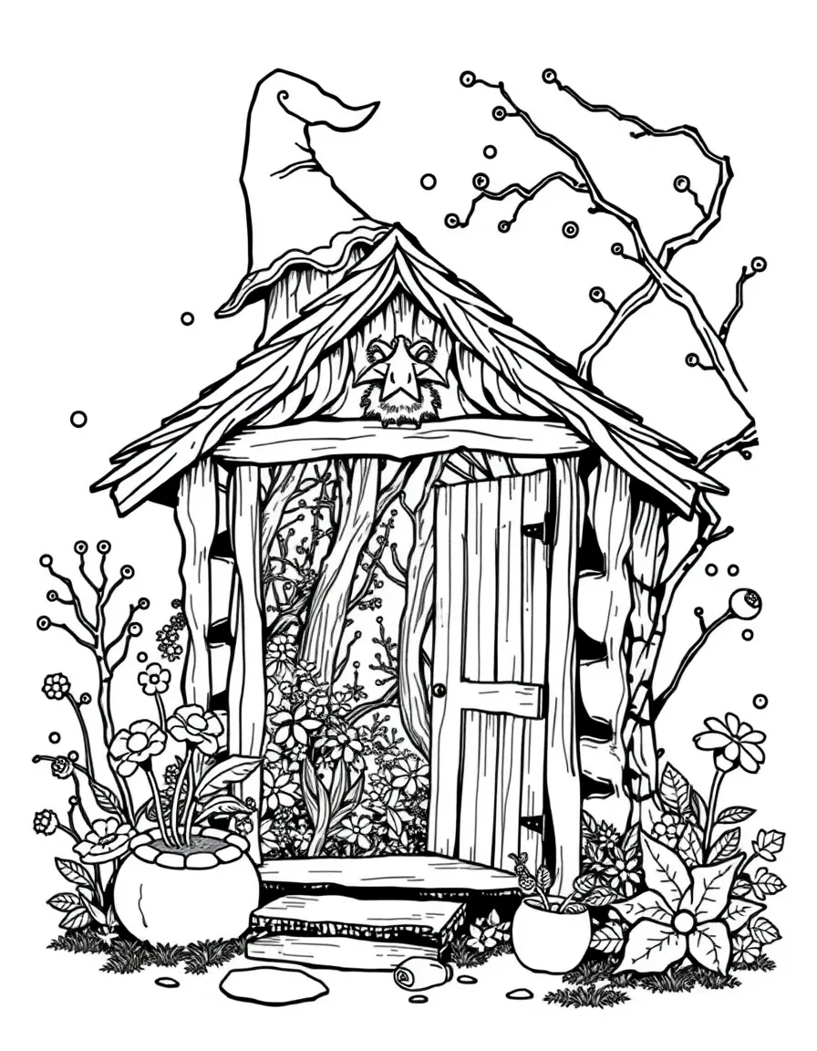 A witch's garden shed that contains an entire forest inside