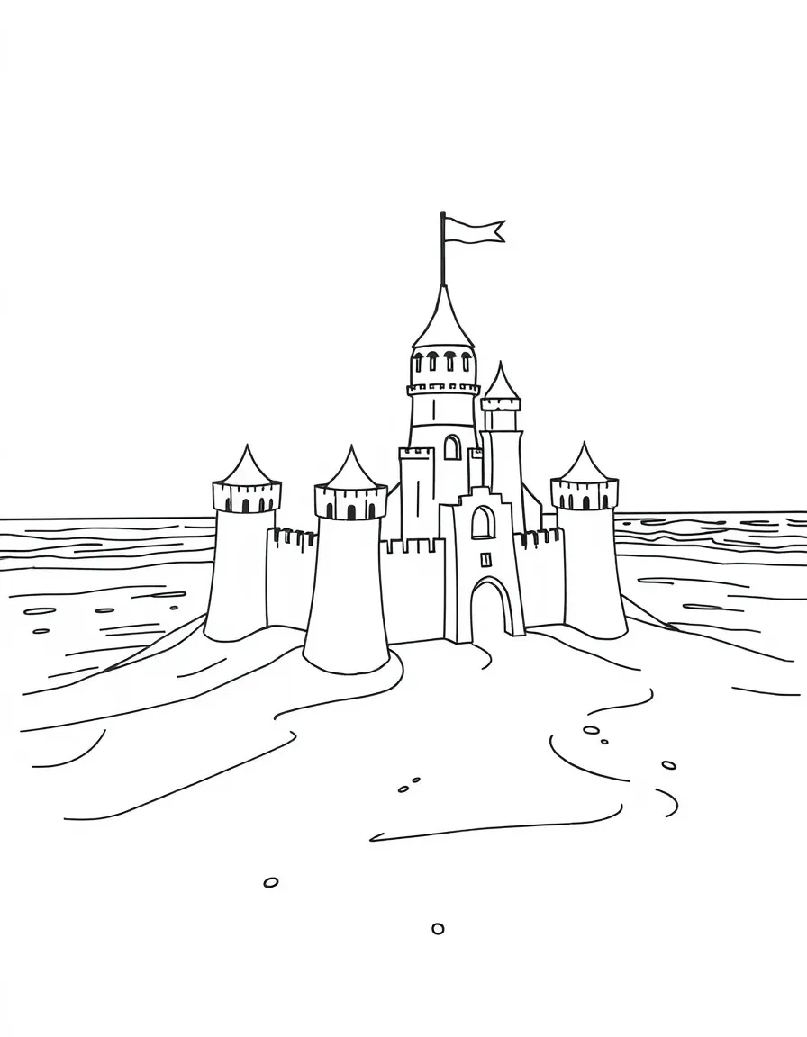 A beach where the sand forms temporary castles based on visitors' dreams
