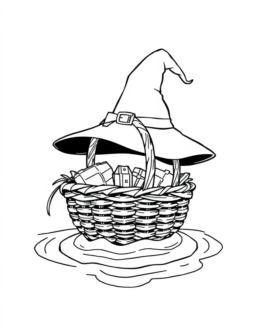 A witch's basket that transforms into a boat when placed on water